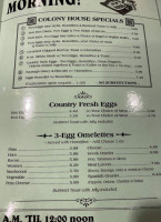 Colony House menu