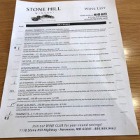 Stone Hill Winery menu