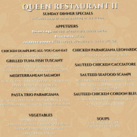 Queen Ll menu