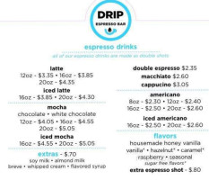 Drip Espresso menu