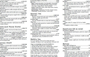 Etcetera Coffeehouse menu