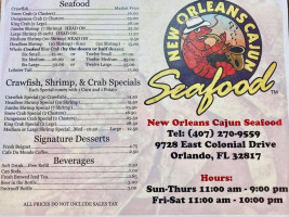 New Orlean's Cajun Seafood menu