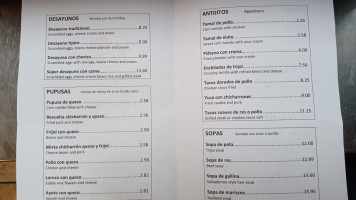 Pupuseria Las Americas menu