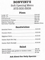 Bonvini's menu