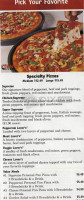 Nick's Pizza menu