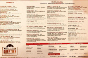 Donatina's Neapolitan Pizza Cafe menu