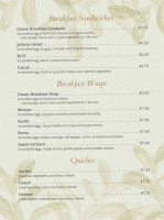 Garden Cafe menu