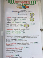 Barone's Italian Water Ice And Ice Cream menu