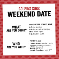 Cousins Subs menu