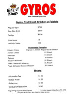 King Of Kings Gyros On Public Square menu