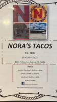 Noras Tacos Op menu