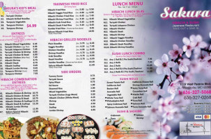 Sakura Hibachi Sushi menu