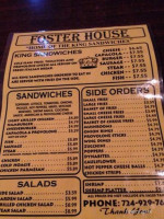 Foster House menu