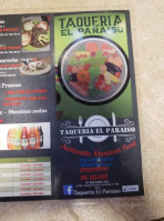 Taqueria El Paraiso menu