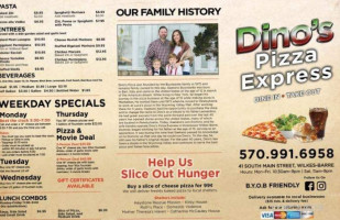 Dinos Pizza Express menu