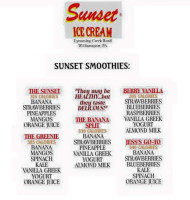 Sunset Ice Cream Parlor menu