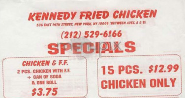 Kennedy Fried Chicken menu