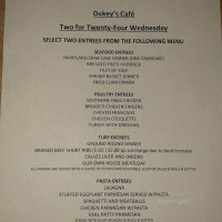 Dukey's Cafe menu