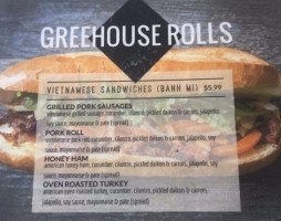 Green House Rolls menu