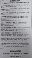 Chillin Grillin Shack menu