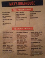 Max's Roadhouse menu