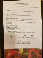 Muller's Diner menu