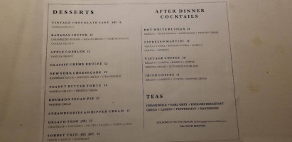 Vintage Steak House menu