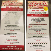 Casa Piedra Mexican menu