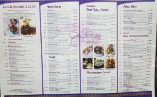 Baby Elephant Thai Cuisine menu