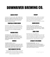 Downriver Brewing Co. menu