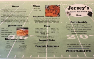 Jerseys Sports And Grill menu