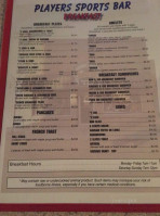 Players Sportsbar Grill menu