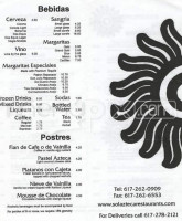 Sol Azteca Mexican menu