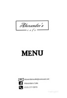 Alexander's Cafe menu