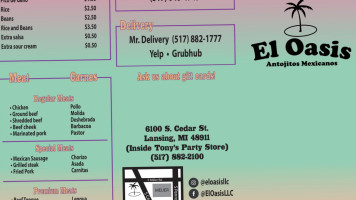 El Oasis menu