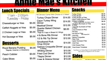 Annie Mae's Kitchen menu