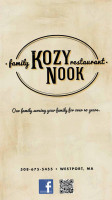 Kozy Nook menu