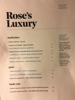 Rose's Luxury menu