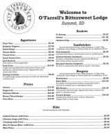 Bitter Sweet Lodge menu