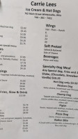 Carrie Lee's Ice Cream And Hot Dogs menu