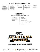 Acadiana And Grill menu