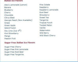 Rita's Italian Ice Frozen Custard menu