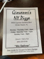 Giovanni's New York Pizza menu