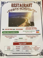 Fiesta Acapulco menu