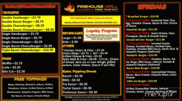 Firehouse Grill Burger Fries Take-out menu