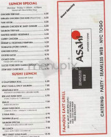 Asahi menu
