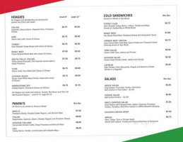Amici Italian Market And Deli menu