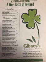 Gibney's menu