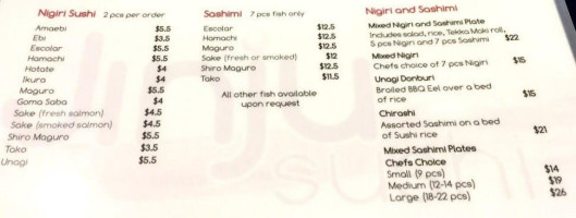 Jinju Sushi menu