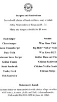 Wise River Club menu